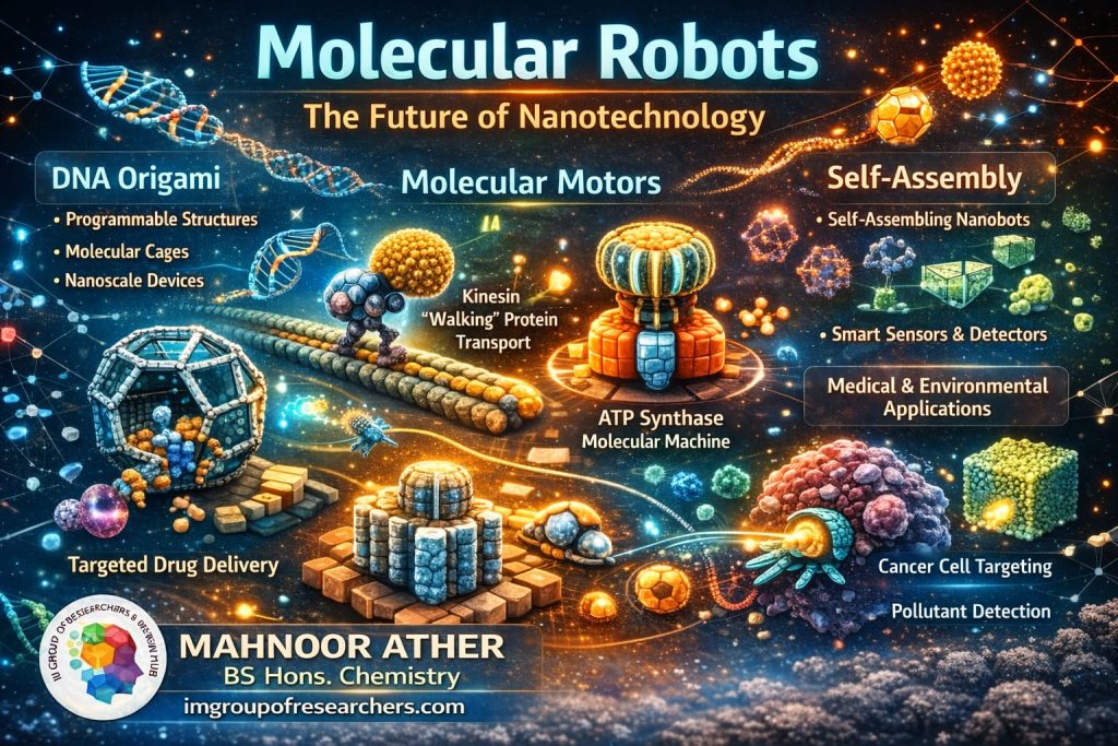 molecular robots nanotechnology concept illustration
