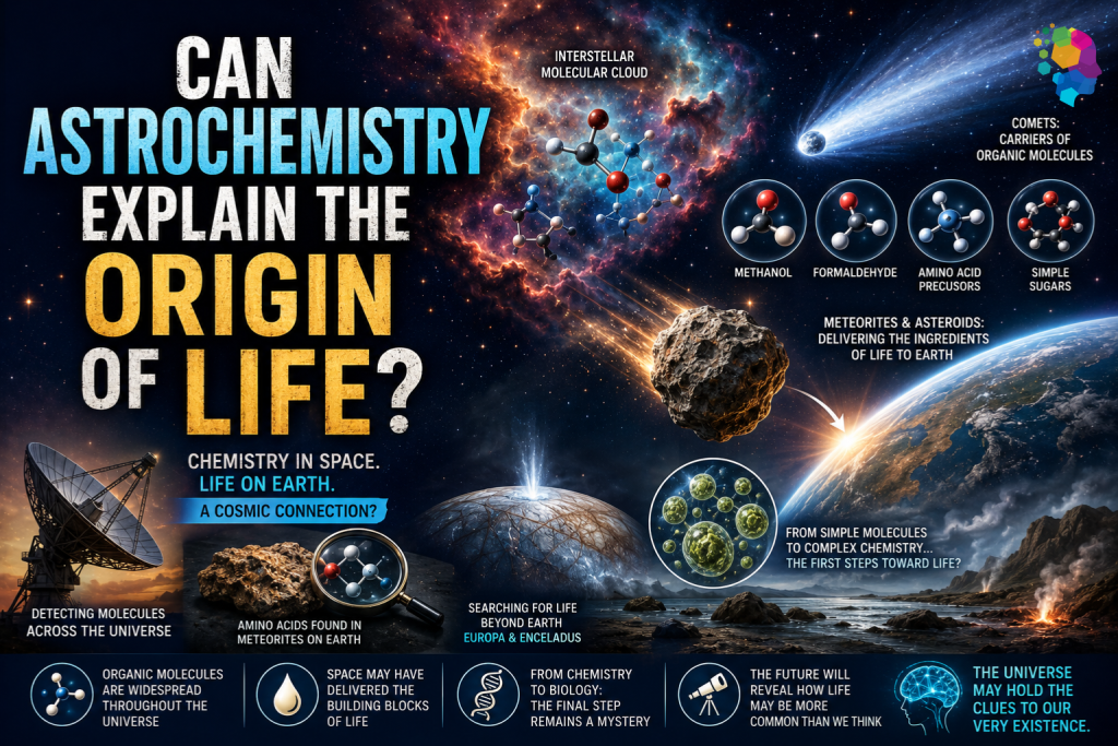 Can astrochemistry explain the origin of life? Explore how organic molecules in space and cosmic chemistry may reveal how life first emerged on Earth.