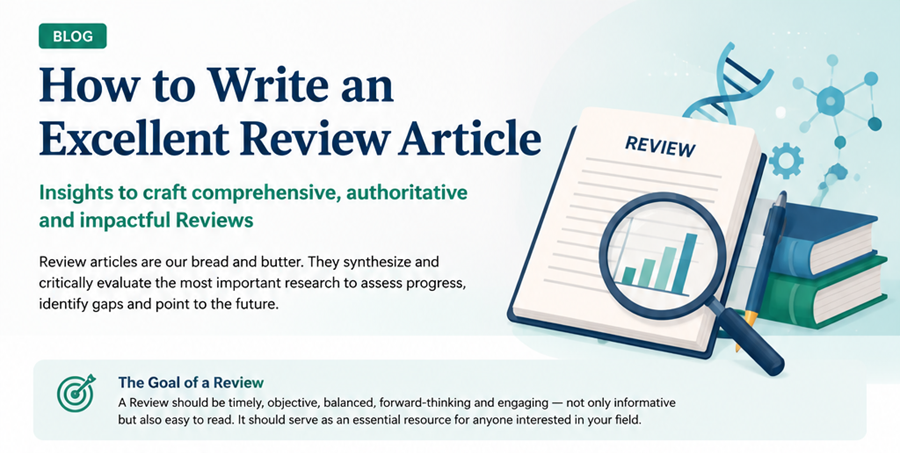 scientist organizing scientific literature and writing a review article with research papers and analytical diagrams