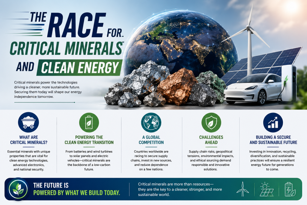 Critical minerals are essential for batteries, electric vehicles, renewable energy, and power grids. Explore the race for resources powering the clean energy revolution.